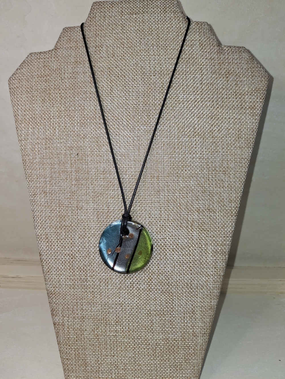Artisan Glass Pendant Necklace Blue & Green